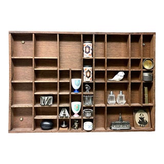 Antique Wood Printers Drawer Trinket Display Wall Art For Sale