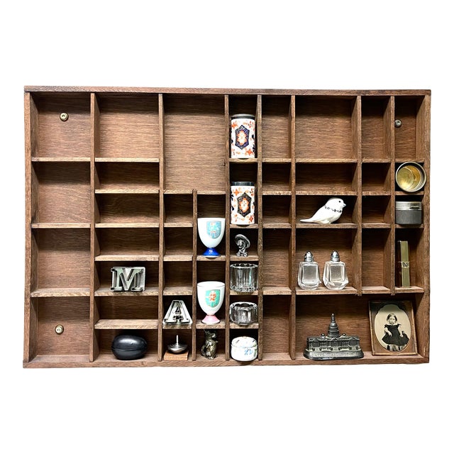 Antique Wood Printers Drawer Trinket Display Wall Art Chairish