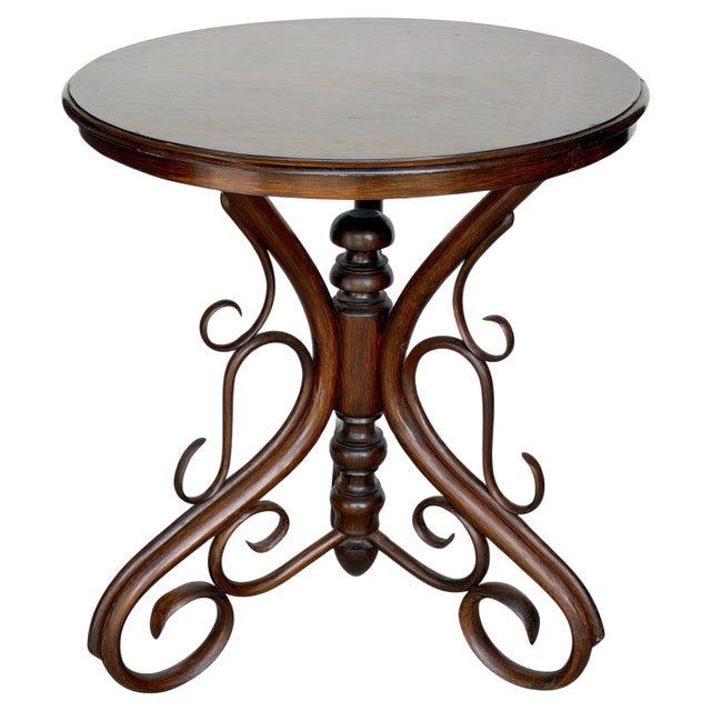 Wood Thonet Bentwood Side Table with Scrolled Base, Austria, C. 1900-1919 For Sale - Image 7 of 18