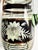 Vintage Mid-Century Modern Bohemian Green Glass Pitcher Cut Flowers, Gold & Black Bands For Sale - Image 16 of 17