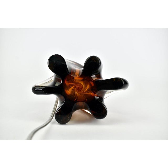 Vintage Uranium Murano Glass Table Light Mid Century | Accent Lamp Red Green Brown | Italian Seguso Sommerso Flavio Poli Pietro Toso Orange For Sale - Image 9 of 12