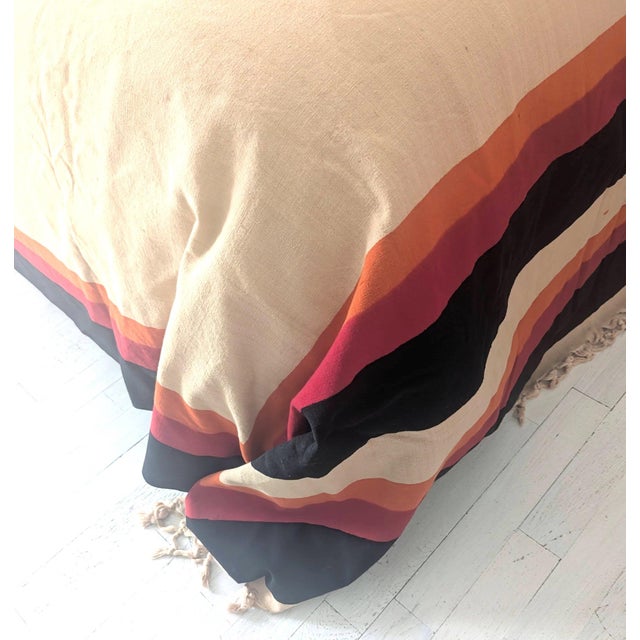 Mid 20th Century Mid 20th Century Signed Riten Mozumdar Cotton Bed Cover With Fringe For Sale - Image 5 of 10