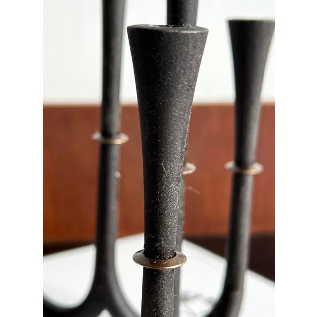 Jens Harald Quistgaard Mid Century Danish Modern Candelabra by Jens Quistgaard in Cast Iron & Brass For Sale - Image 4 of 7