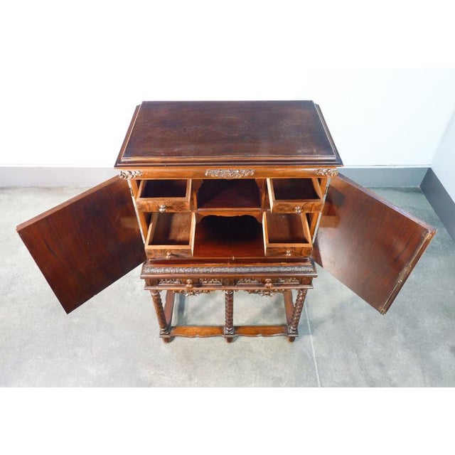 Wood Louis XIII Style Coin Cabinet in Walnut and Briar For Sale - Image 7 of 13