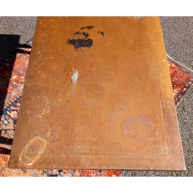 Early 20th Century Arts and Crafts Copper Clad Top Spanish Jacobean Revival Sofa Table For Sale - Image 11 of 18