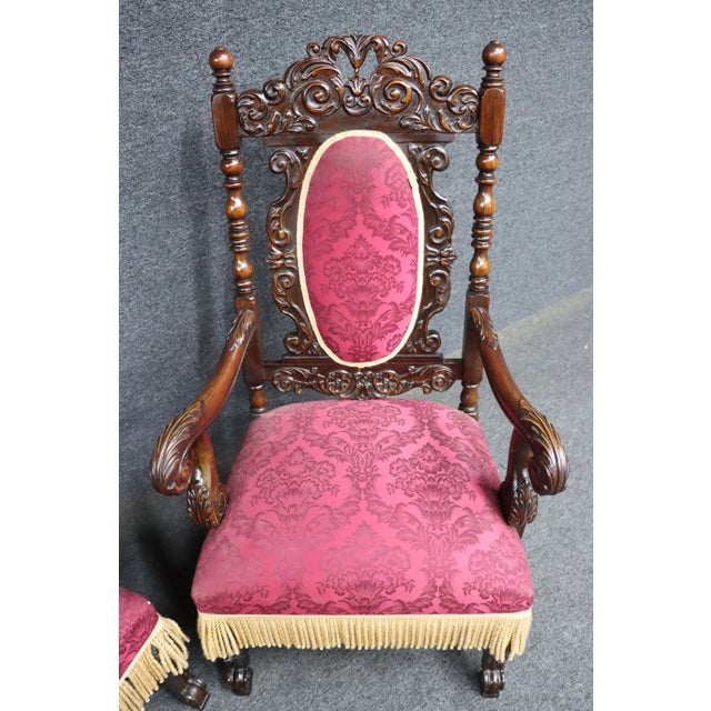 Early 20th Century Jacobean Renaissance Style Walnut Armchairs For Sale - Image 5 of 10