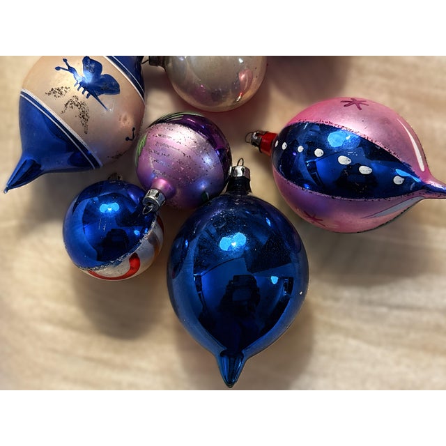 Mid-Century Modern Vintage European Mercury Glass Ornaments - Set of 10 For Sale - Image 3 of 17