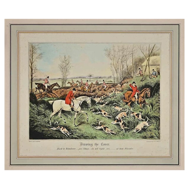Gilson Reeve, Hunting, Original Lithograph, Late 19th Century, Framed For Sale