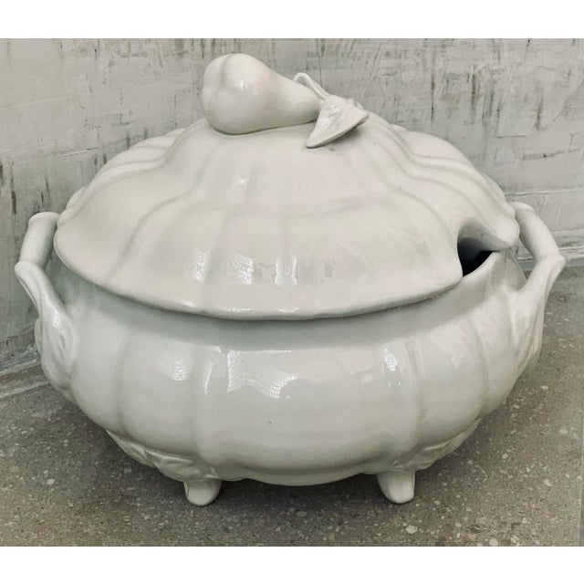Late 20th Century Late 20th Century Styled After Bordallo Pinheiro Portuguese Blanc De Chine Centerpiece Soup Tureen For Sale - Image 5 of 12