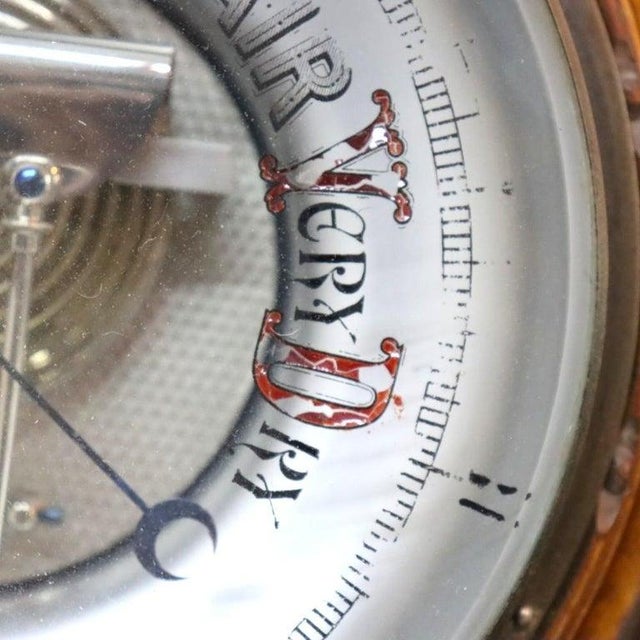 1900 - 1909 Antique Victorian Eastlake Style Carved Oak Aneroid Barometer C1900 For Sale - Image 5 of 7