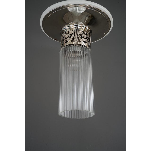 1920s Art Deco Alpaca Ceiling Lamp with Glass Sticks, 1920s For Sale - Image 5 of 9