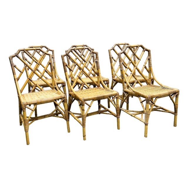 English Bamboo and Rattan Chairs from Angraves, 1970s, Set of 6 For Sale