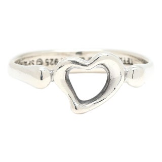 Tiffany & Co Open Heart Ring, Sterling Silver, Ring Size 4.5 For Sale