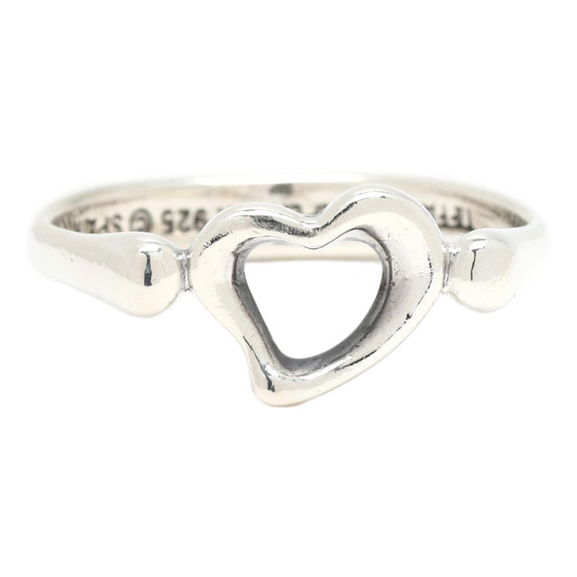 Tiffany & Co Open Heart Ring, Sterling Silver, Ring Size 4.5 For Sale