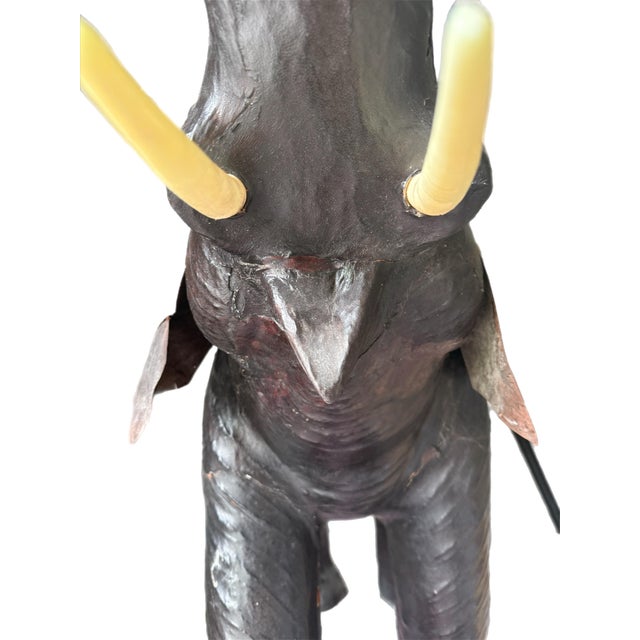 Monumental 47” Vintage Leather Elephant Sculpture – Distressed For Sale - Image 12 of 16