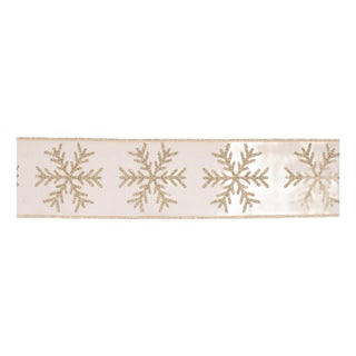 Glittered Snowflake Wired Ribbon 4" x 5 Yds. For Sale
