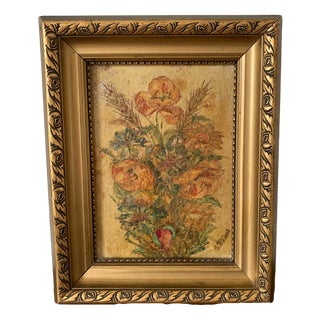 Floral Still Life, 1935, Mixed Media, Framed For Sale