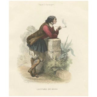 Compte-Calix, Sardinian Man, Bosa, Italy, 1853, Hand-Colored Print For Sale