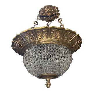 Crystal Semi-Flush Hand Beaded Chandelier For Sale