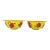 Chinese Imperial Yellow Peking Glass Lobed Bowl Pair With Red Floral Overlay For Sale