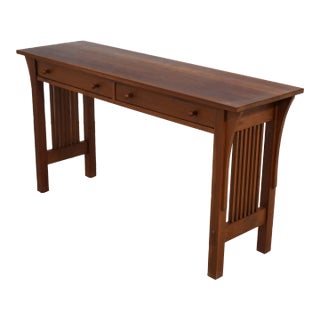 Stickley Solid Cherry 2 Drawer Sofa Hall Table For Sale