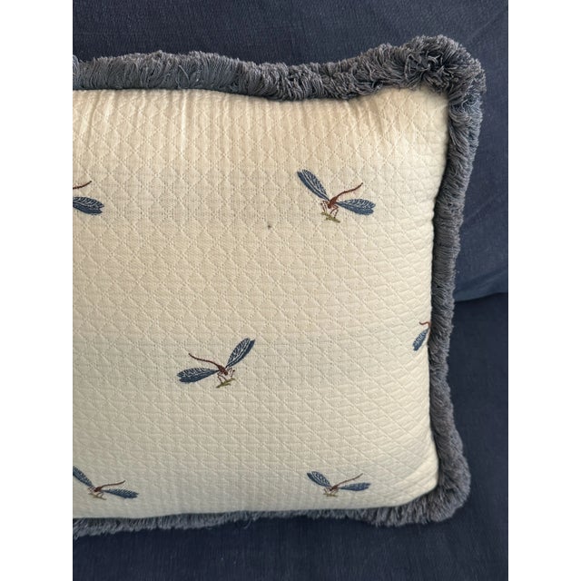 Two Decorative Pillows With Dragon Flies and Fringe For Sale In Boston - Image 6 of 8