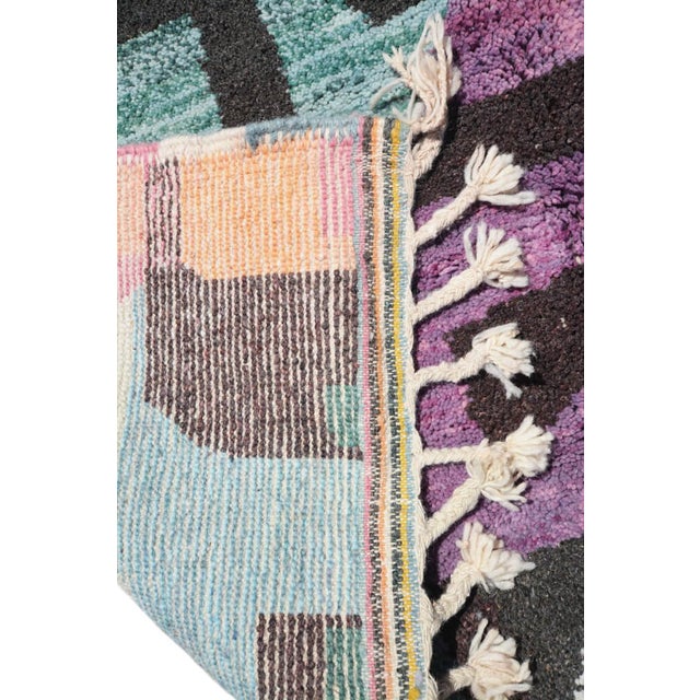 Textile Multi-Color Hand-Knotted Moroccan Wool Rug - 9 X 12 Ft For Sale - Image 7 of 11