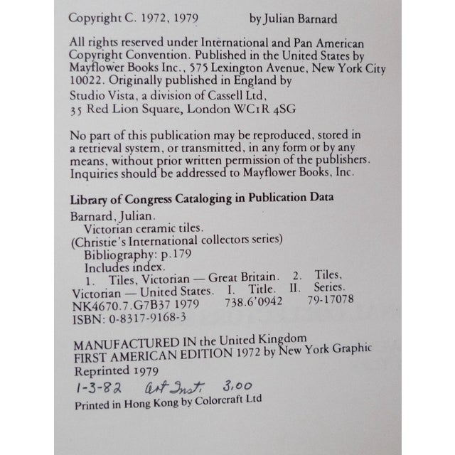 Ceramic 1970s Illustrated Book, Julian Barnard's Victorian Ceramic Tiles. Christie's International Collector's Series. For Sale - Image 7 of 13