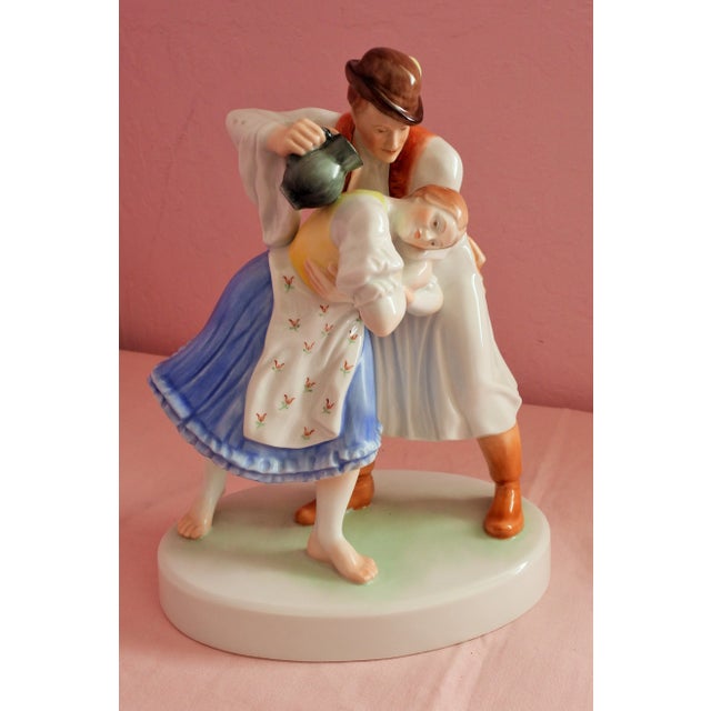 Figurative Herend Hungarian Easter Spring Ritual Romantic Courting Couple Figurine 5553 1920-1949 For Sale - Image 3 of 9