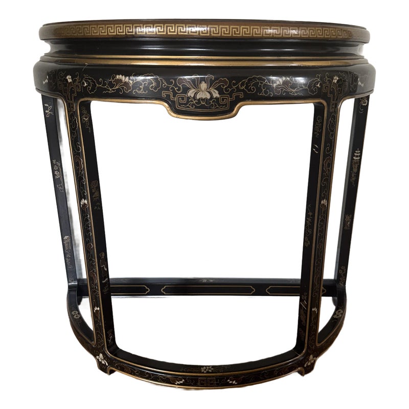 1980s Chinoiserie Connoisseur Demi-lune Console Table By Drexel Heritage