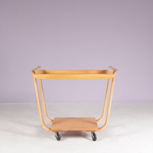 Pastoe Vintage Dutch PB01 Birch Trolley by Cees Braakman for Pastoe, Netherlands, 1950s For Sale - Image 4 of 10