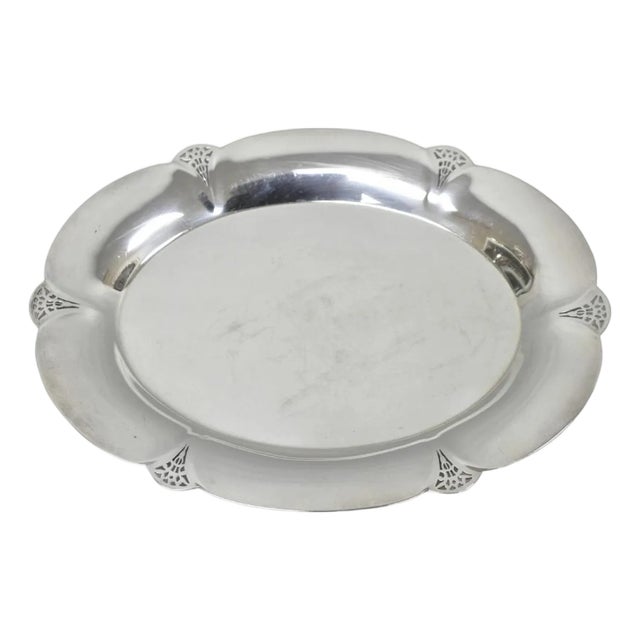Vintage Art Deco Wm Rogers 411 Silver Plated Small Oval Scalloped 11" Dish Tray For Sale