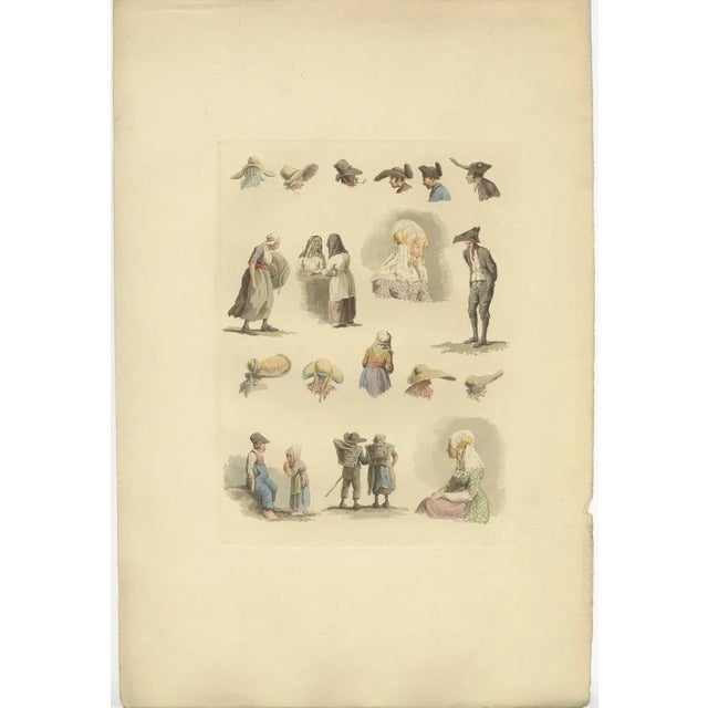 After Hills, Dutch and Flemish Costumes, Figures and Headwear, 1820, Hand-Colored Prints, Set of 2 For Sale - Image 3 of 8