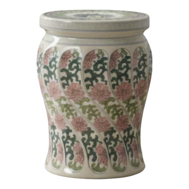 Vintage Chinese Ceramic Garden Stool With Floral Decoration For Sale