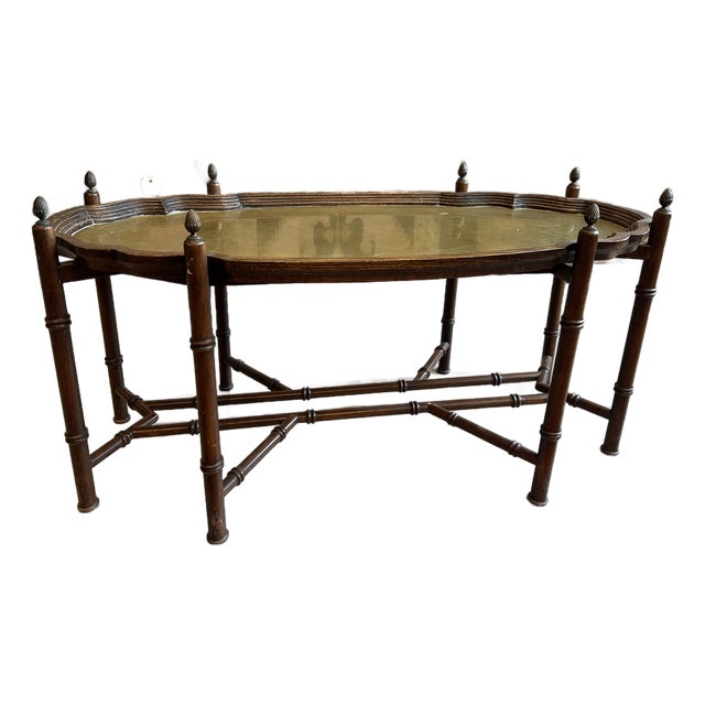 Vintage Brass-Top Coffee/Accent Table Moroccan-Esque For Sale