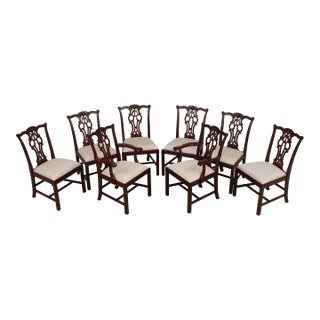 Set of 8 Maitland Smith Chippendale Mahogany Dining Room Chairs For Sale