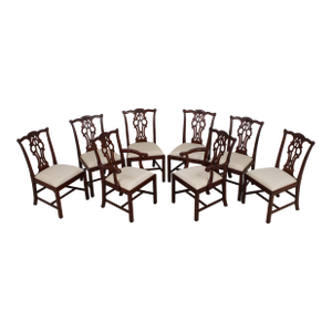Set of 8 Maitland Smith Chippendale Mahogany Dining Room Chairs