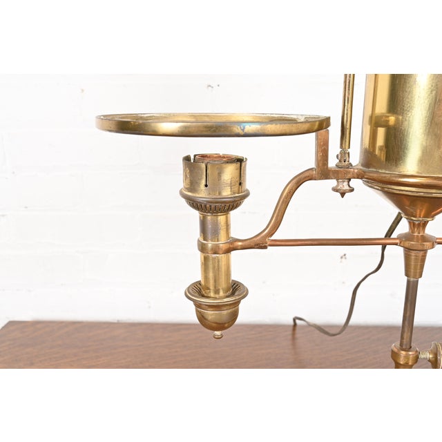 Antique Tiffany Studios Style Brass Double Arm Student Lamp, Circa 1910 For Sale In South Bend - Image 6 of 12