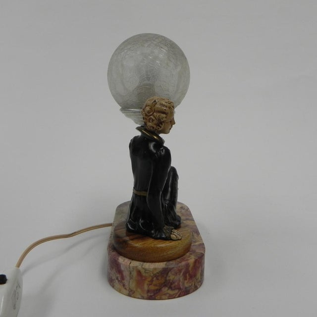 1920s Art Deco Desk Lamp with Woman and Globe, 1920s For Sale - Image 5 of 17