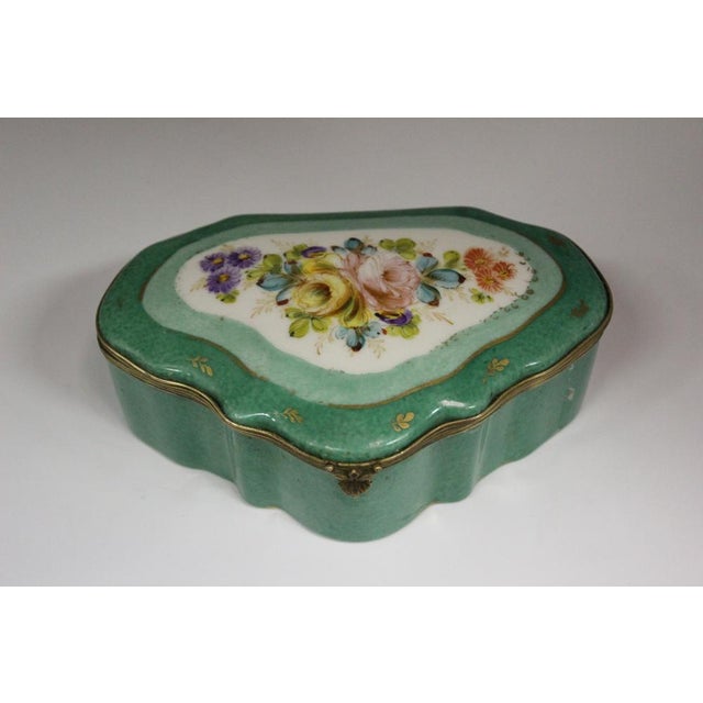 Porcelain Box with Flower Decoration, 1940s For Sale - Image 4 of 13