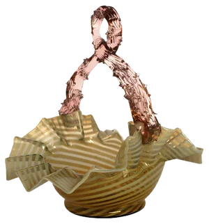 Jugendstil Art Nouveau Murano Glass Basket Bowl, 1900s