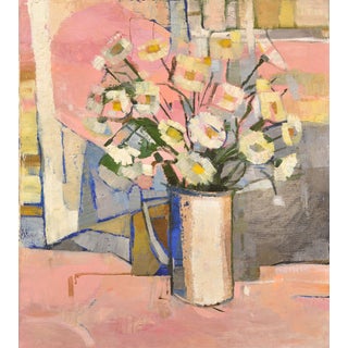 Janis Krontals, Still Life with Dasies, 1960s, Oil Painting on Canvas For Sale