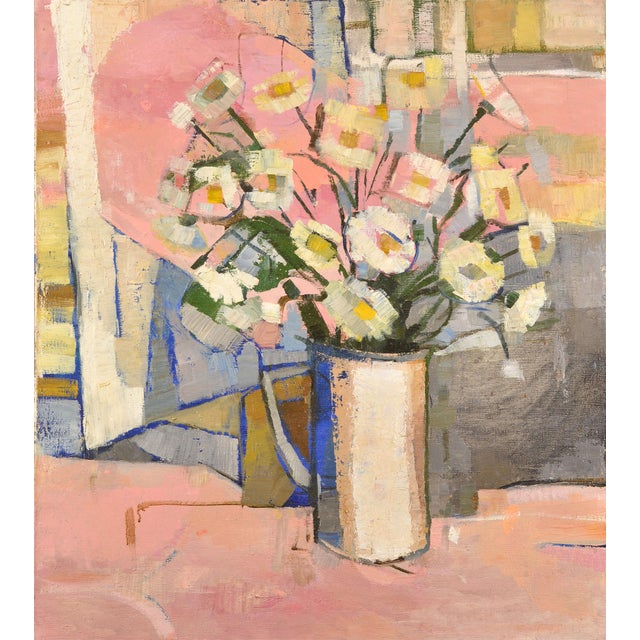 Janis Krontals, Still Life with Dasies, 1960s, Oil Painting on Canvas For Sale