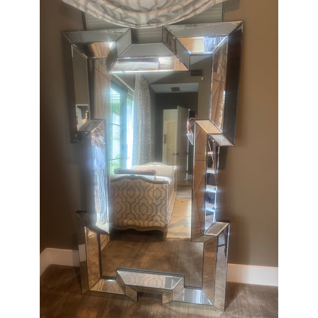 Large Bevelled Floor Mirror For Sale In San Antonio - Image 6 of 8