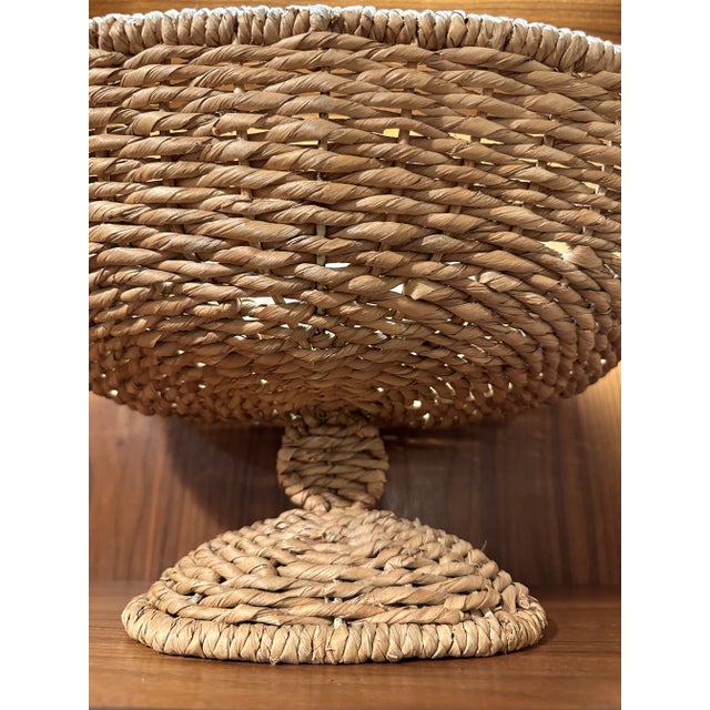 Rustic Large Sea Grass Rattan Pedestal Basket Woven Bowl For Sale - Image 3 of 12