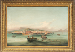 Posillipo School Artist, Landscape Composition, 19th Century, Oil Painting on Canvas, Framed