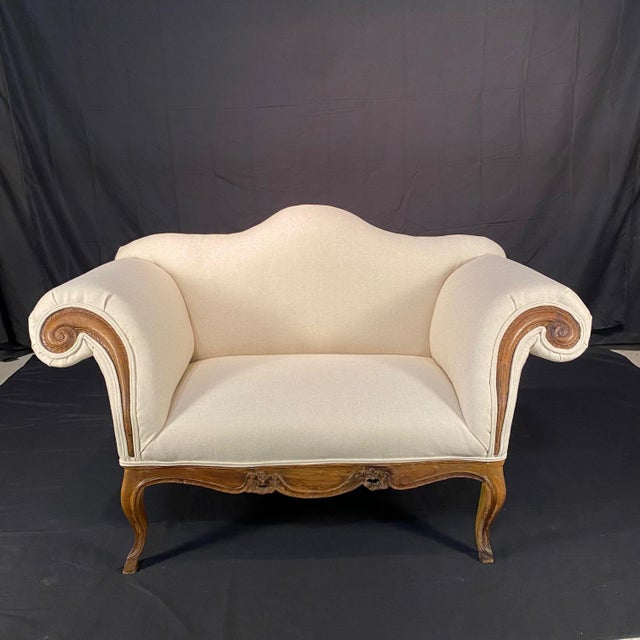 Louis XV Antique French Sofa or Loveseat Triple Arched With New Upholstery For Sale - Image 10 of 10