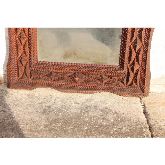 Wood Large 19th Century Tramp Mirror For Sale - Image 7 of 11