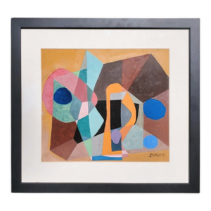 1940s Geometric Composition Gouache on Paper Signed Rolph Scarlett