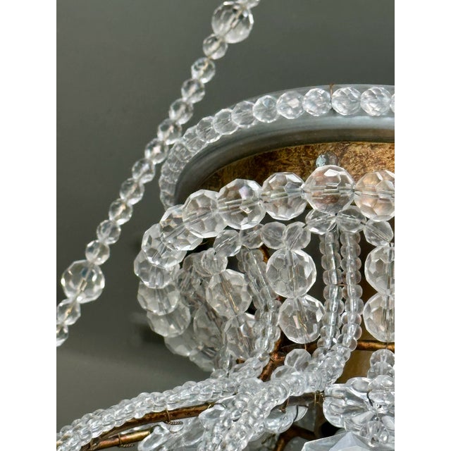 Sherle Wagner Crystal Beaded Basket Pendant Chandelier With Beaded Canopy For Sale - Image 13 of 18